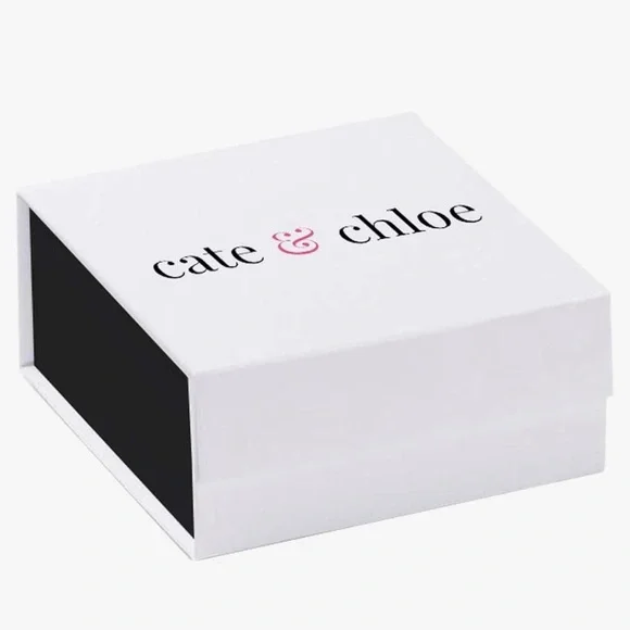 Cate & Chloe 18k White Gold Plated Halo Pendant Necklace & Crystal Stud Earrings - Picture 5 of 10